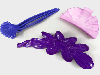 Pink and Purple Hair Clips, Lot of 3 Plastic Clips