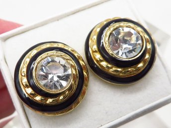 Swarovski Crystal Gold Plated Button Pierced Stud Earrings