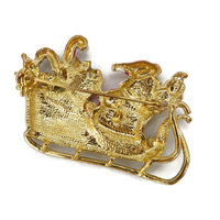 Vintage Santa Clause on a Sleigh Brooch with Gifts