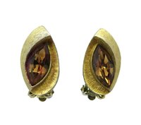 Kramer Small Gold Tone Rhinestone Designer Clip-ons Earrings