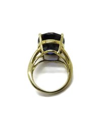 10K Gold Synthetic Sapphire Ring, Yellow Gold Statement Ring Size 4