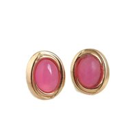 14K Gold Pink Quartz Pierced Stud Earrings