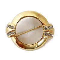 AVON Gold Tone Rhinestone Studded Circle Pin
