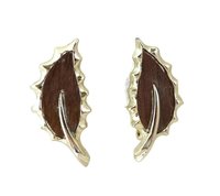 Sarah Coventry Brown and Gold Tone Clip-on Earrings