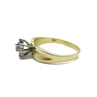 10K Gold Diamond Halo Engagement Ring, Size 7