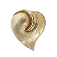 JJ Jonette Matte Gold Tone Stylized Heart Brooch