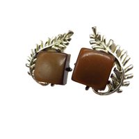 Coro Chocolate Brown Bead Leafy Clip-on Earrings