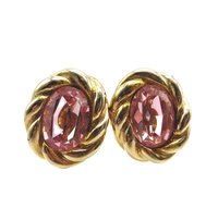 Donald Stannard Pink Glass Gold Tone Clip-on Earrings