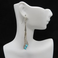 Sterling Silver Turquoise Beaded Pierced Earrings 