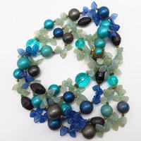 Signed Eugene Multi-Color Bead Necklace, 31 inch length