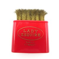 LADY ESQUIRE Compact, Red Plastic Case with Retractable Suede Brush