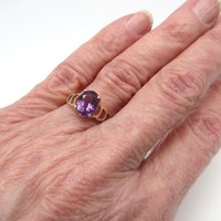 10K Gold Oval Natural Amethyst Ring, 0.75ctw, Size 6