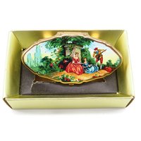 Stratton Compact and Lipstick Holder, Enamel Courting Scene Makeup Set