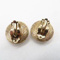 Ciner White Button Gold Tone Clip-on Earrings