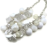 White Bead Cha Cha Necklace, Minor Flaw