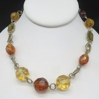 Monet Cognac, Gold, and Green Transluscent Bead Necklace