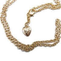 Betsey Johnson Gold Tone Heart Charm Chain Link Necklace