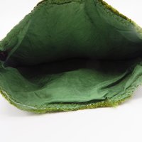 Art Deco Purse, Vintage Green Velvet Top Handled Fringed Evening Bag