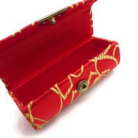 Red and Gold Silk Lipstick Case, Minor Wear
