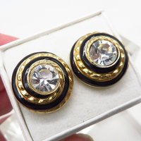 Swarovski Crystal Gold Plated Button Pierced Stud Earrings