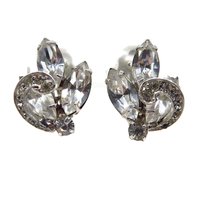 Weiss Clear Rhinestone Clip-on Earrings, Bridal Jewelry