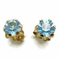 14K Gold Blue Topaz Pierced Stud Earrings, 0.50ctw 