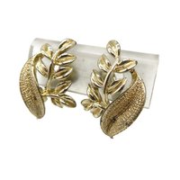 Coro Gold Tone Flower and Leaf Clip-on Earrings
