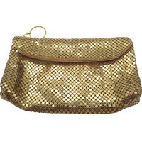 Gold Mesh Evening Bag, Zippered Clutch with Mirror