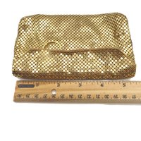 Gold Mesh Evening Bag, Zippered Clutch with Mirror