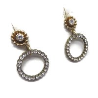 Rhinestone Hoop Dangling Pierced Stud Earrings
