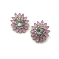 Pink Flower Pierced Stud Earrings
