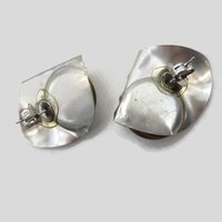 1990s Handmade Silver Tone Red Bead Pierced Stud Earrings