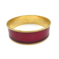 Monet Bangle, Vintage Red Iridescent Enamel Gold Tone Bracelet