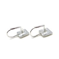 Modernist Silver Tone Square Latchback Earrings