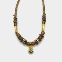 Fragati Bijoux Brown Beaded Rhinestone Studded Handmade Necklace