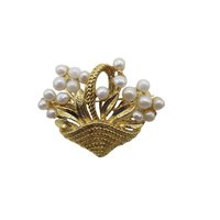 Flower Basket with Faux Pearls Brooch Pendant 