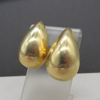 Gold Tone Modernist Domed Teardrop Clip-ons