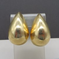 Gold Tone Modernist Domed Teardrop Clip-ons