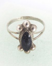 Taxco Mexico Sterling Silver Goldstone Ring, Size 6.5