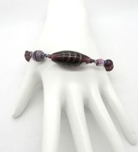 Murano Glass Bracelet, Italian Purple Bead Stretch Bracelet