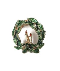 Mid Century Christmas Wreath Brooch