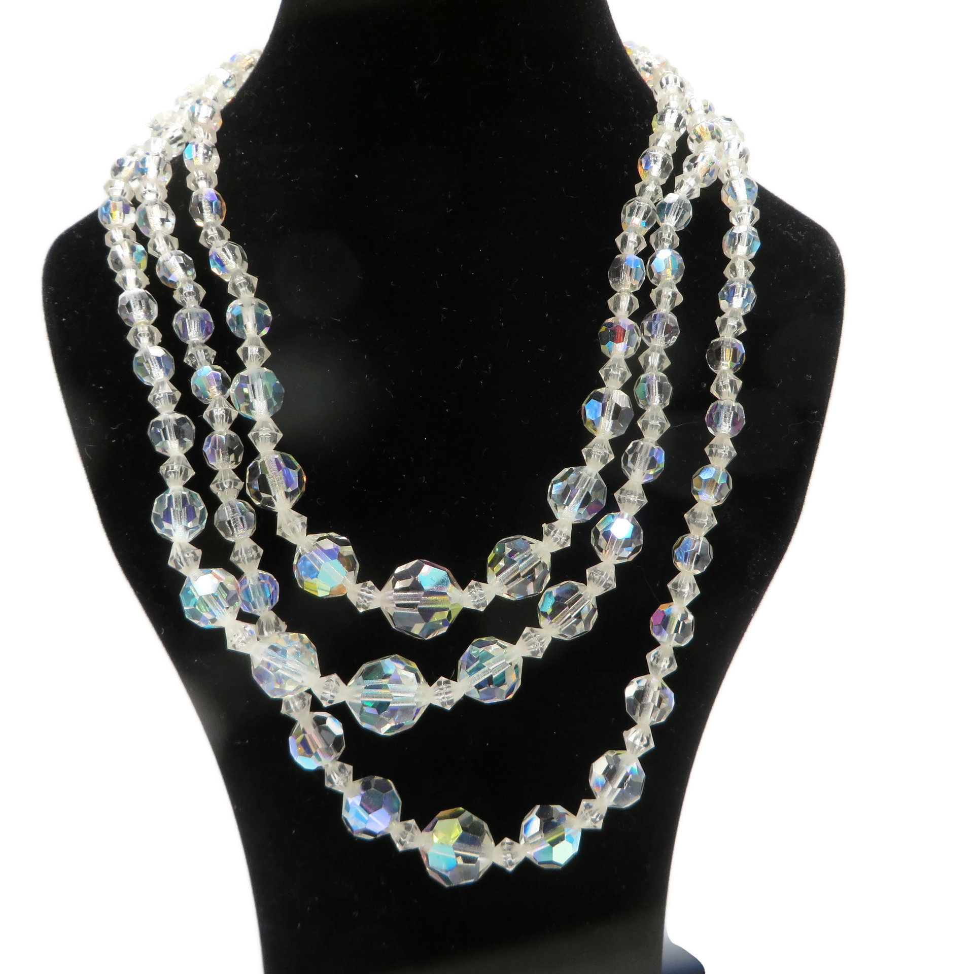 Vintage Crystal Multi-Strand Necklace 15 Inch Length