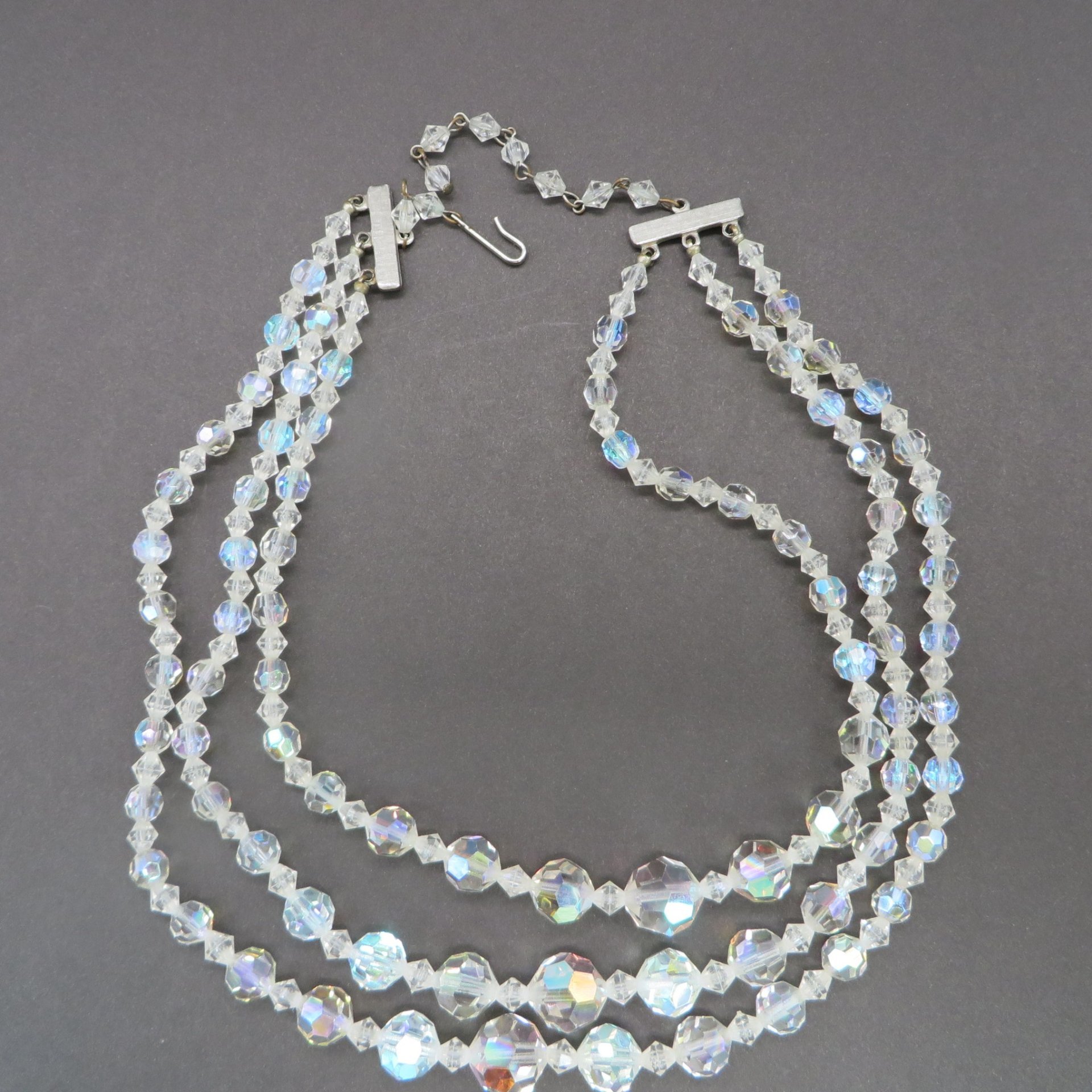 Vintage Crystal Multi-Strand Necklace 15 Inch Length