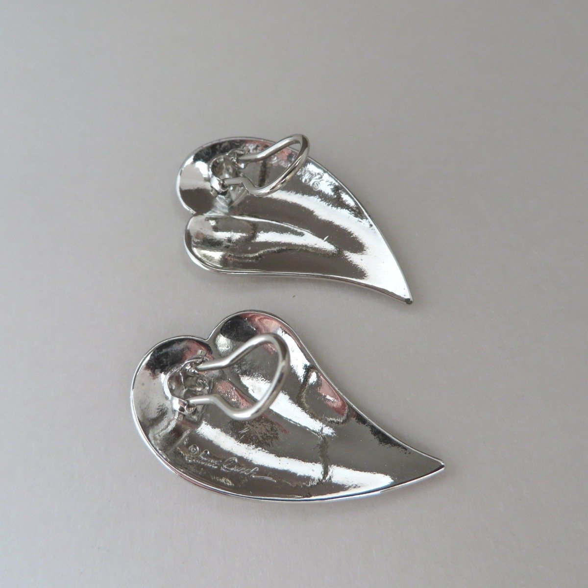 Laurel Burch Silver Tone Curved Leaf Clip-on Earrings