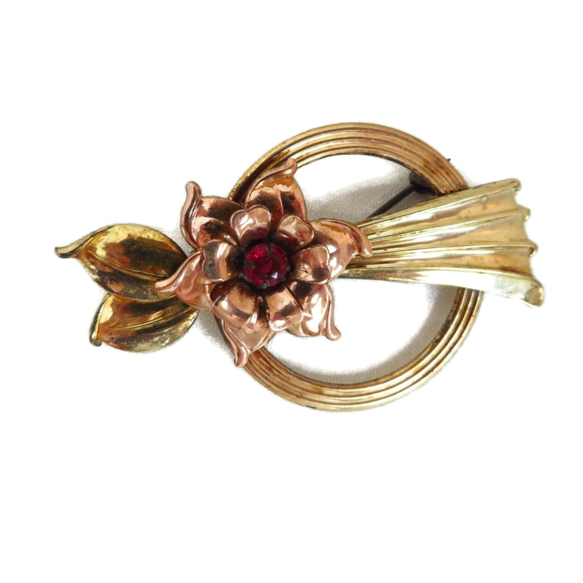 Harry Iskin Gold Filled Flower and Circle Brooch
