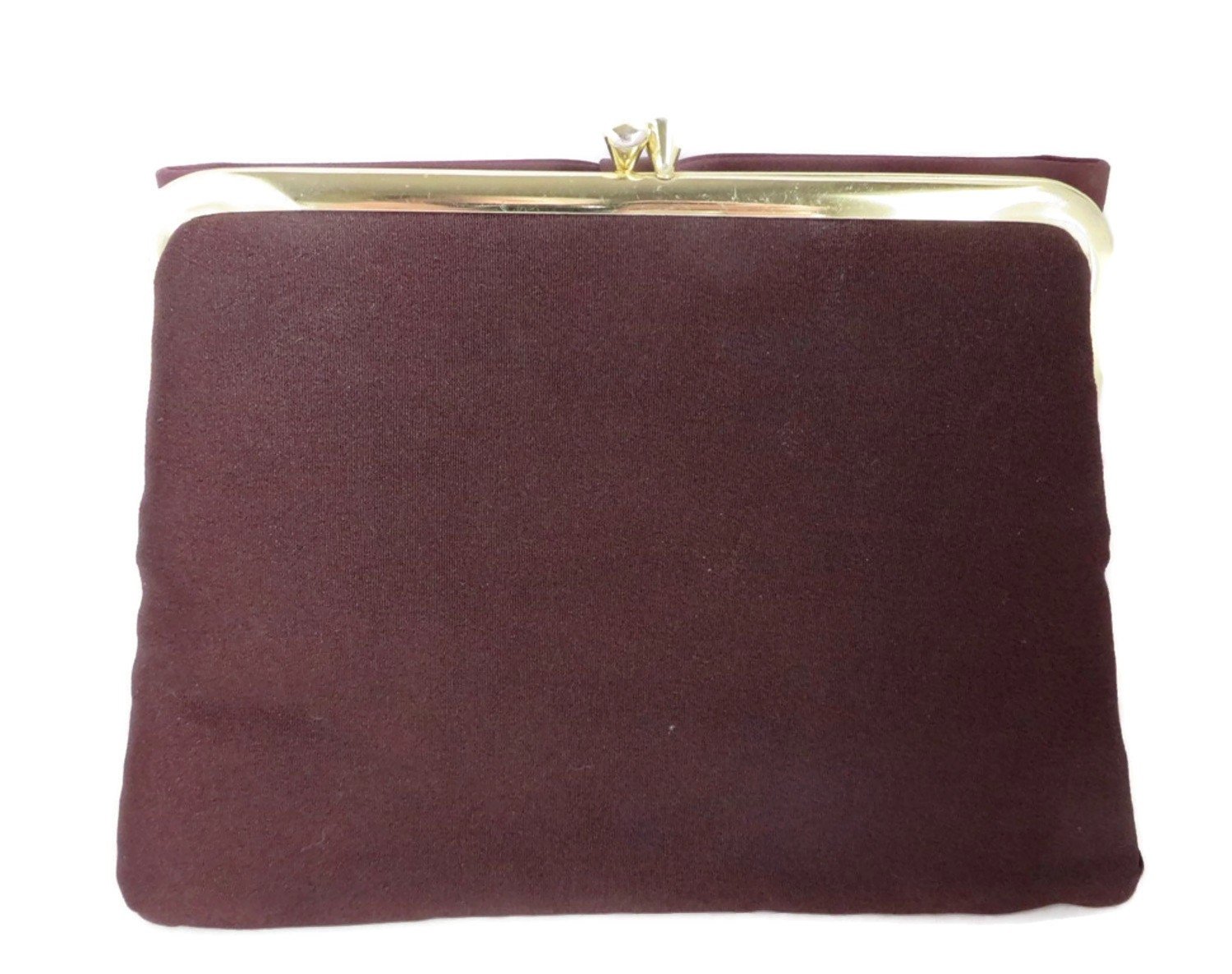 Brown Satin Bow Accented Evening Bag