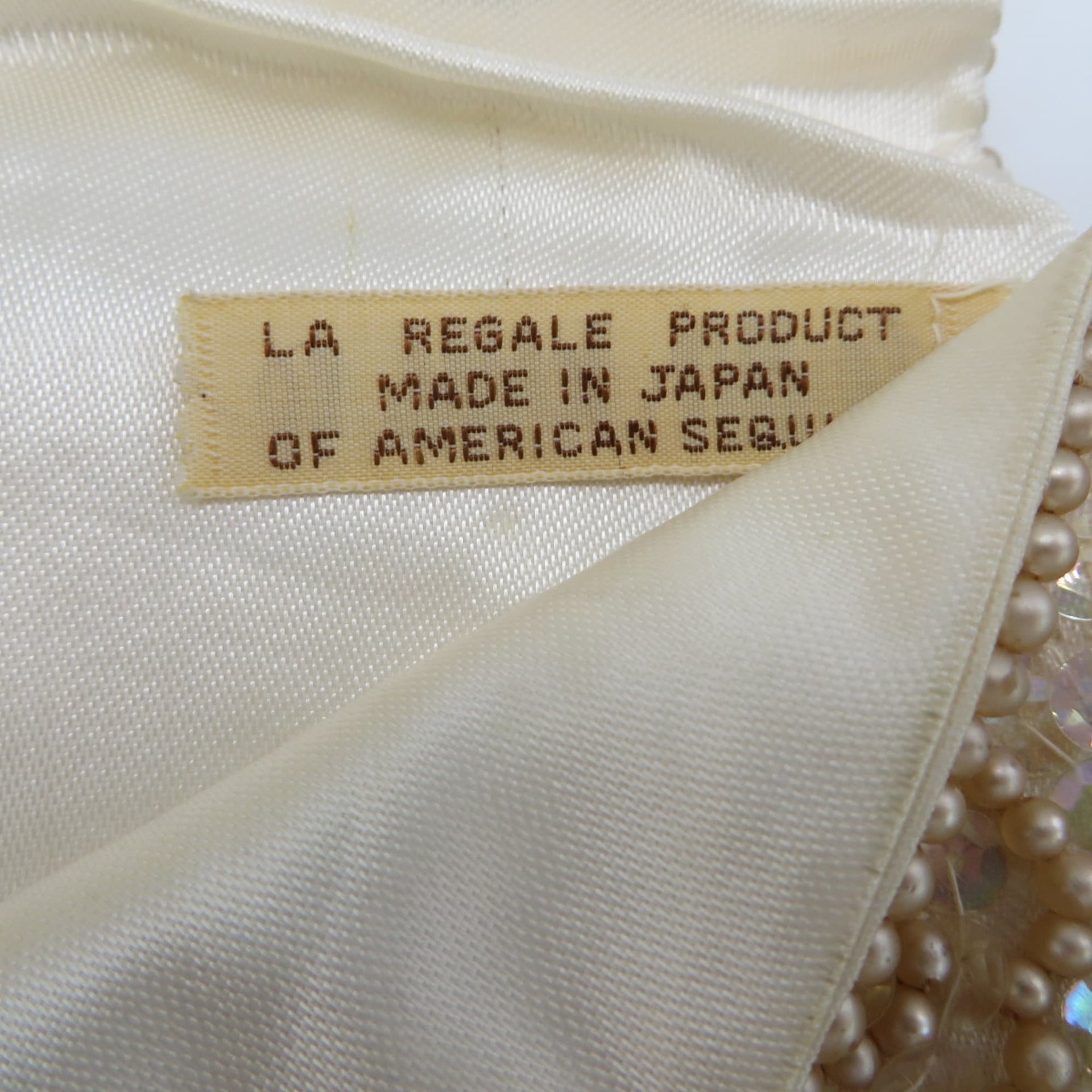 La Regale Purse, Cream Sequined Beaded Evening Bag