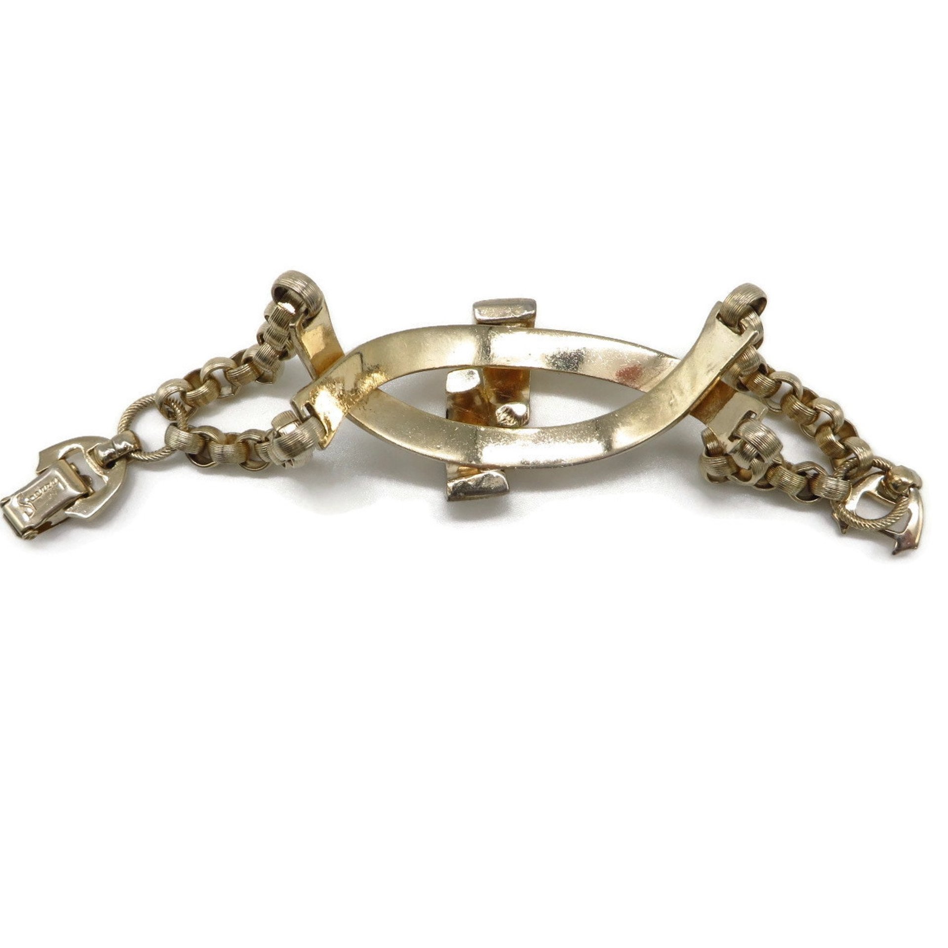 Vintage Sperry Bracelet, Gold Tone Chain Link Cuff