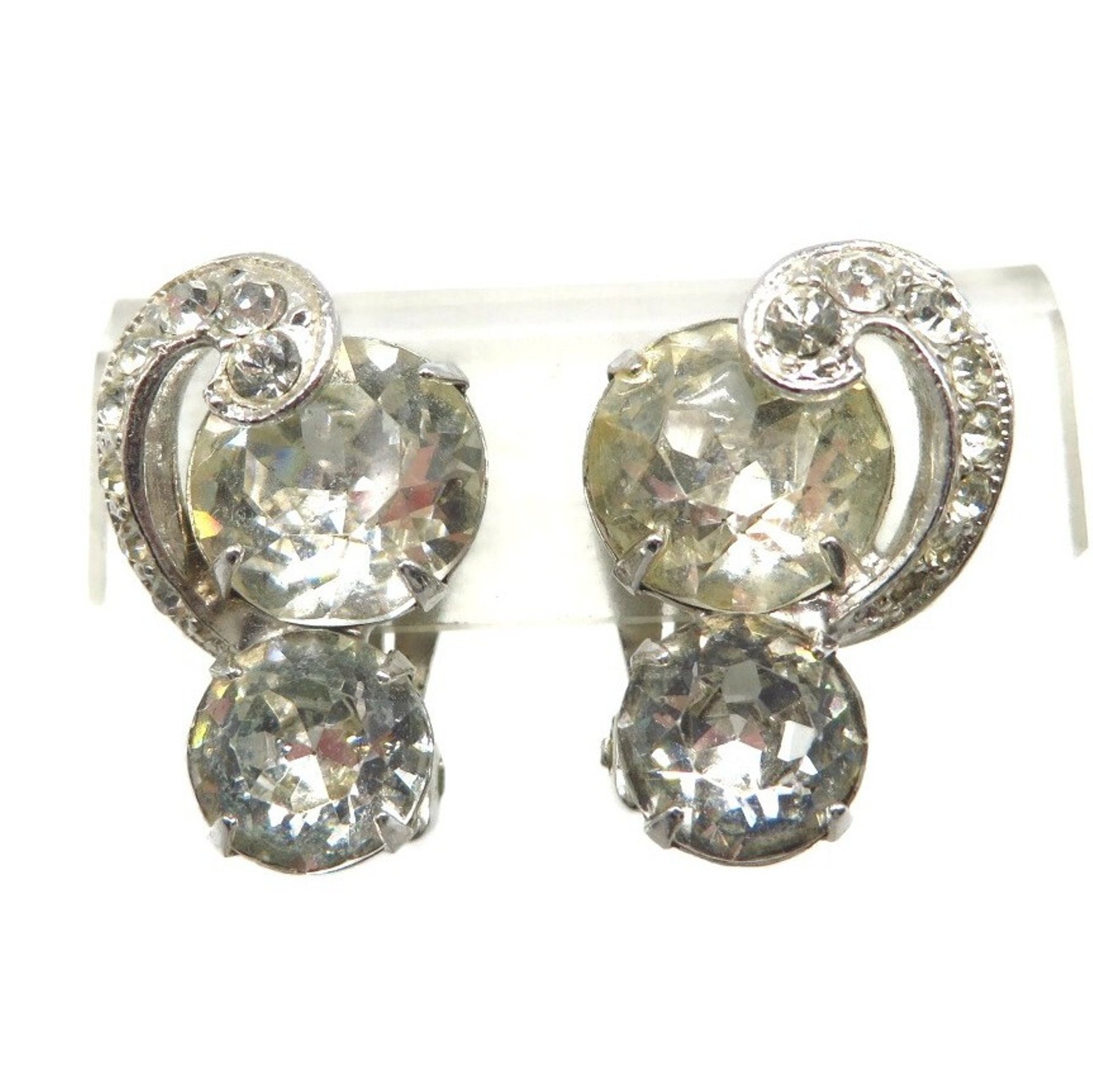 Eisenberg Silver Tone Rhinestone Clip-on Earrings,  Vintage Bridal Jewelry