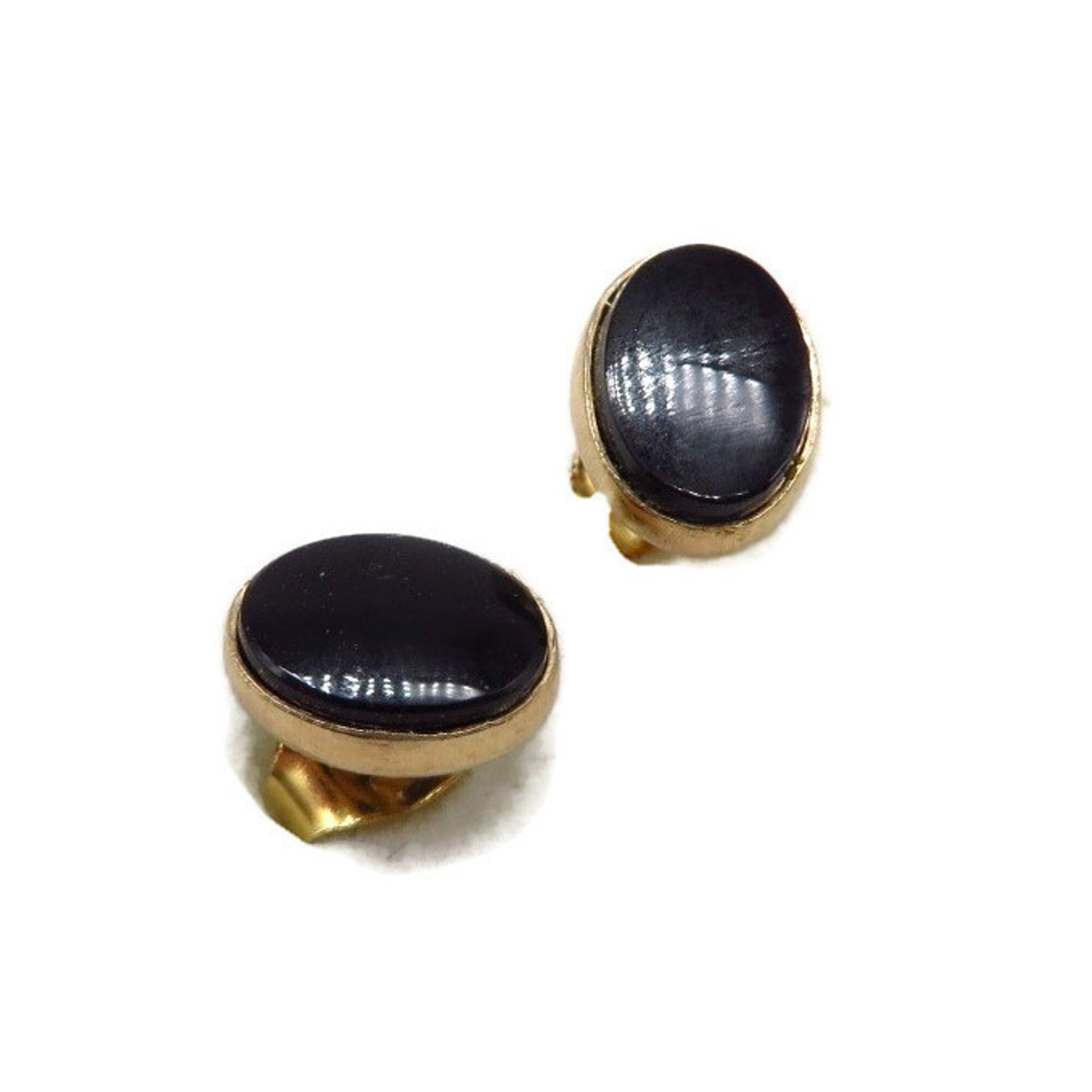 14K Gold Onyx Pierced Stud Earrings